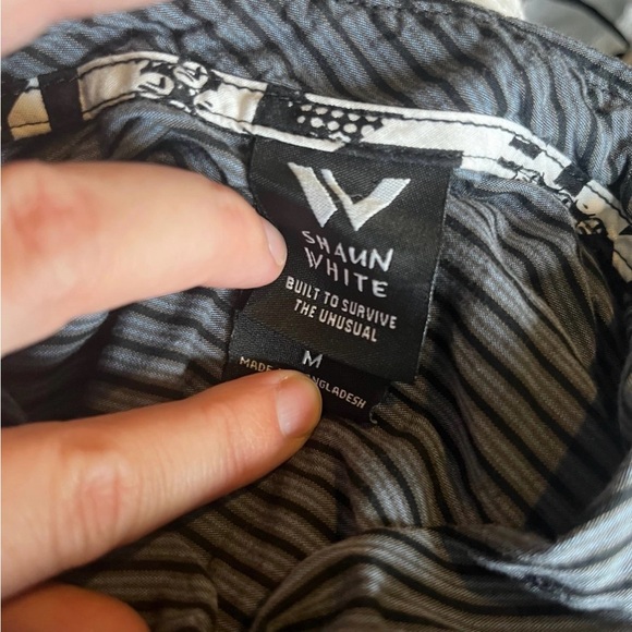 Shaun White Black and Gray Striped Casual Shirt - Picture 2 of 2